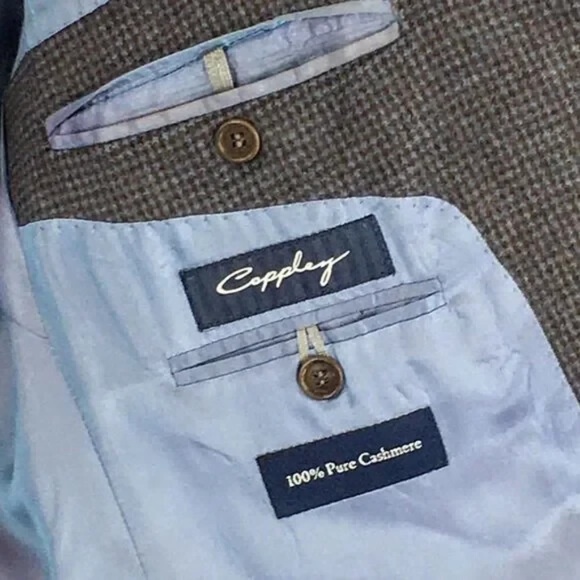 Coppley 100% Cashmere Bocelli 3112 3 Button Nailshead Check Sport Coat - 42 Long - Picture 11 of 13